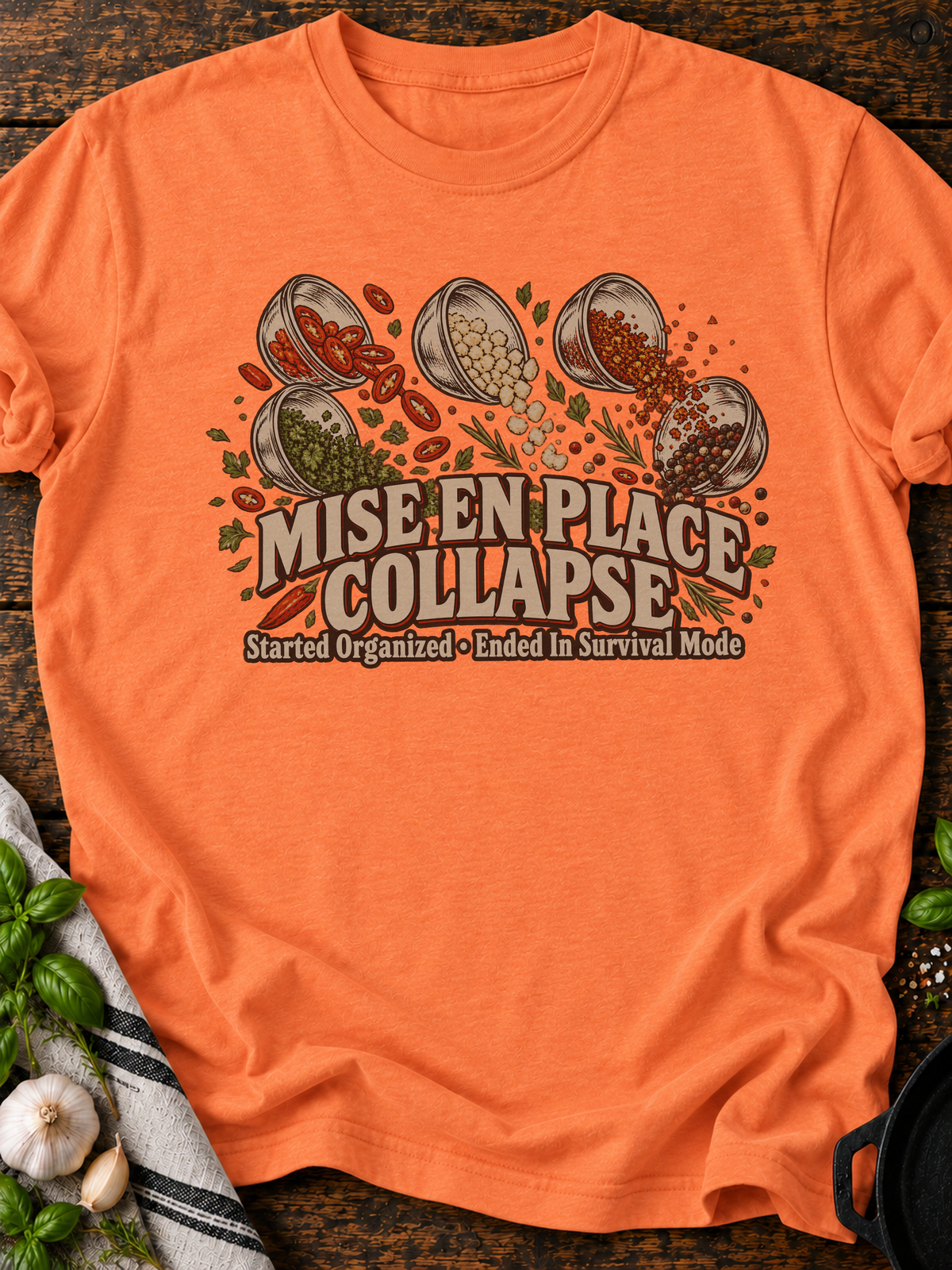 Mise En Place Collapse T-Shirt - Heather Orange