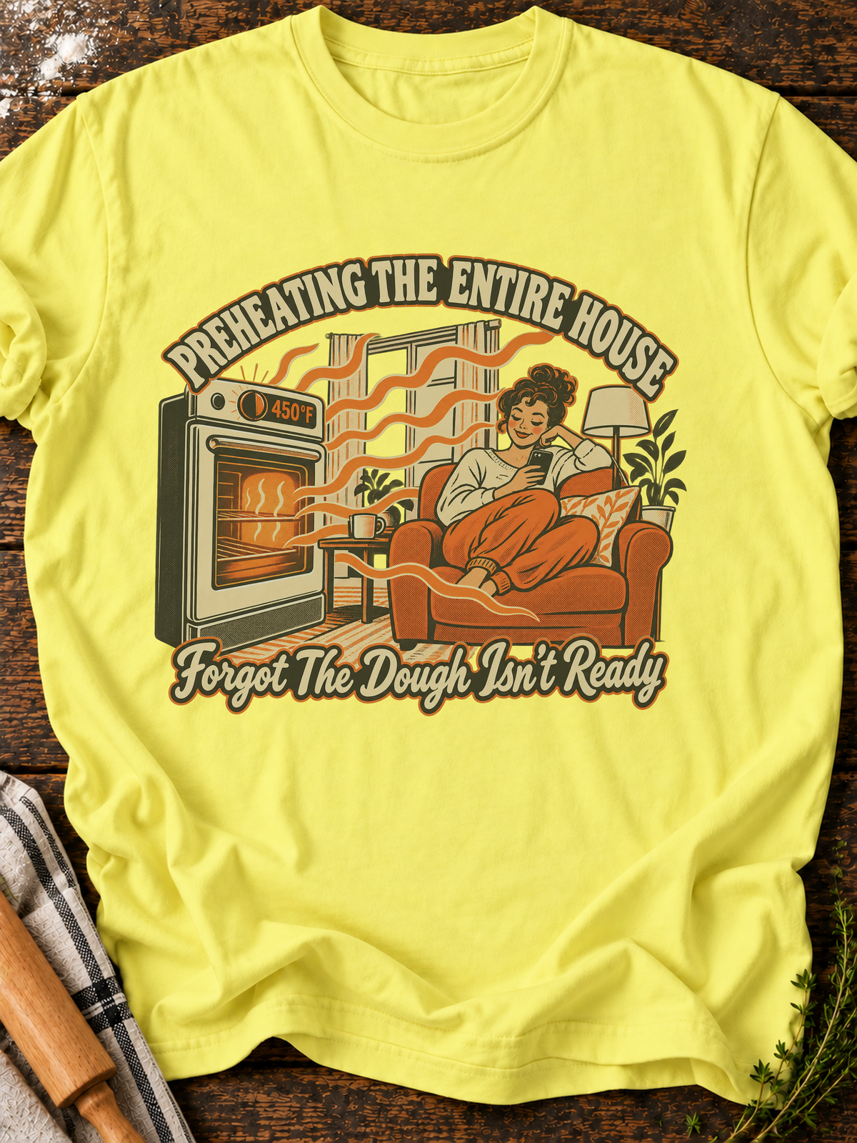 Preheating The Entire House T-Shirt - Cornsilk