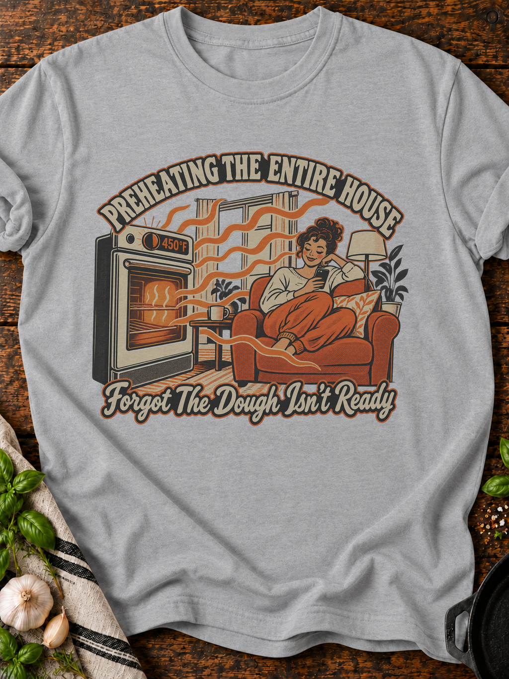 Preheating The Entire House T-Shirt - Sport Grey