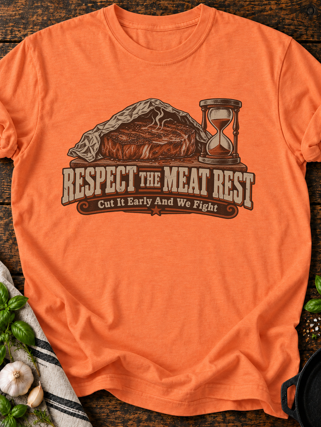 Respect The Meat Rest T-Shirt - Heather Orange