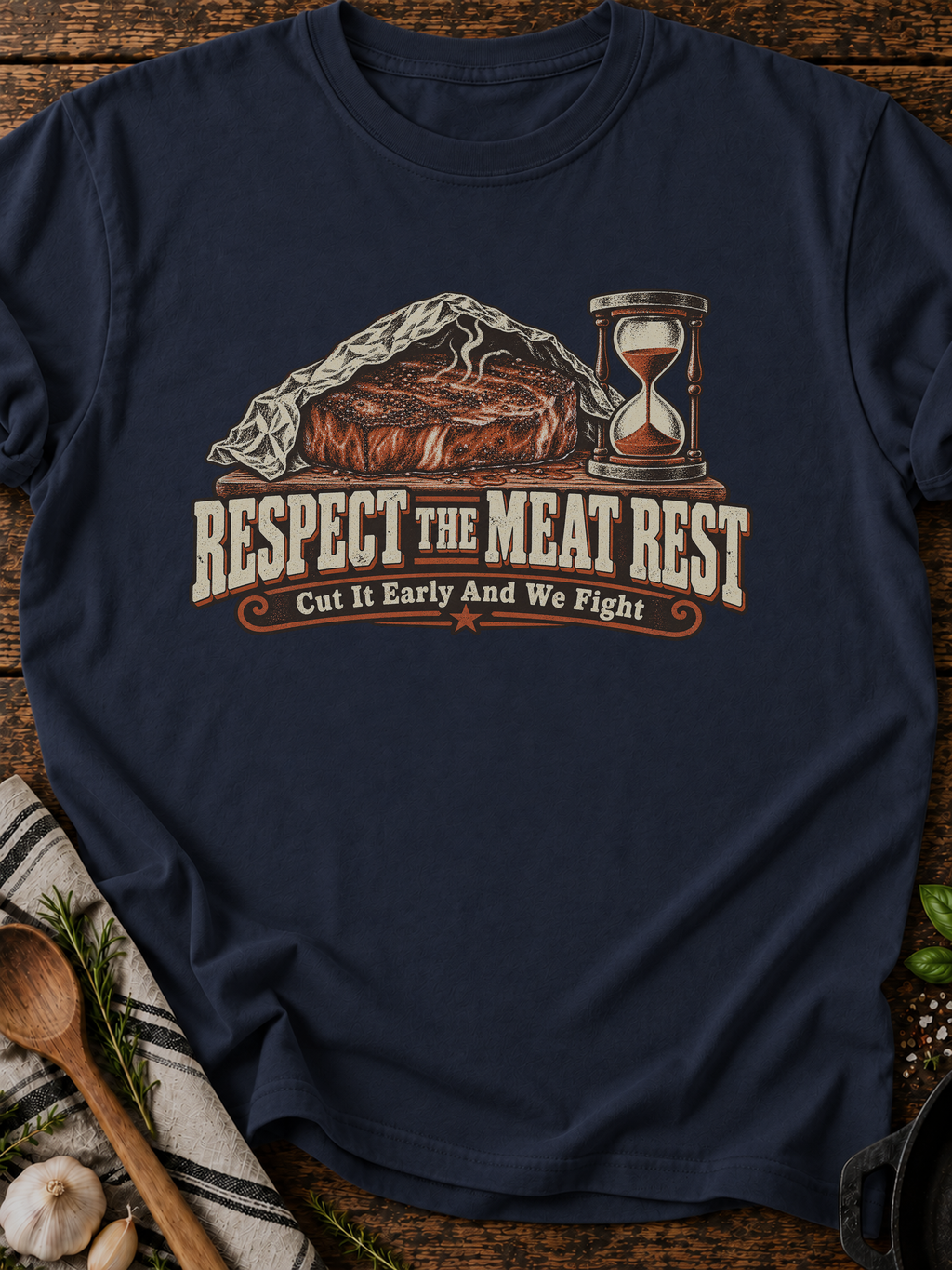 Respect The Meat Rest T-Shirt - Navy