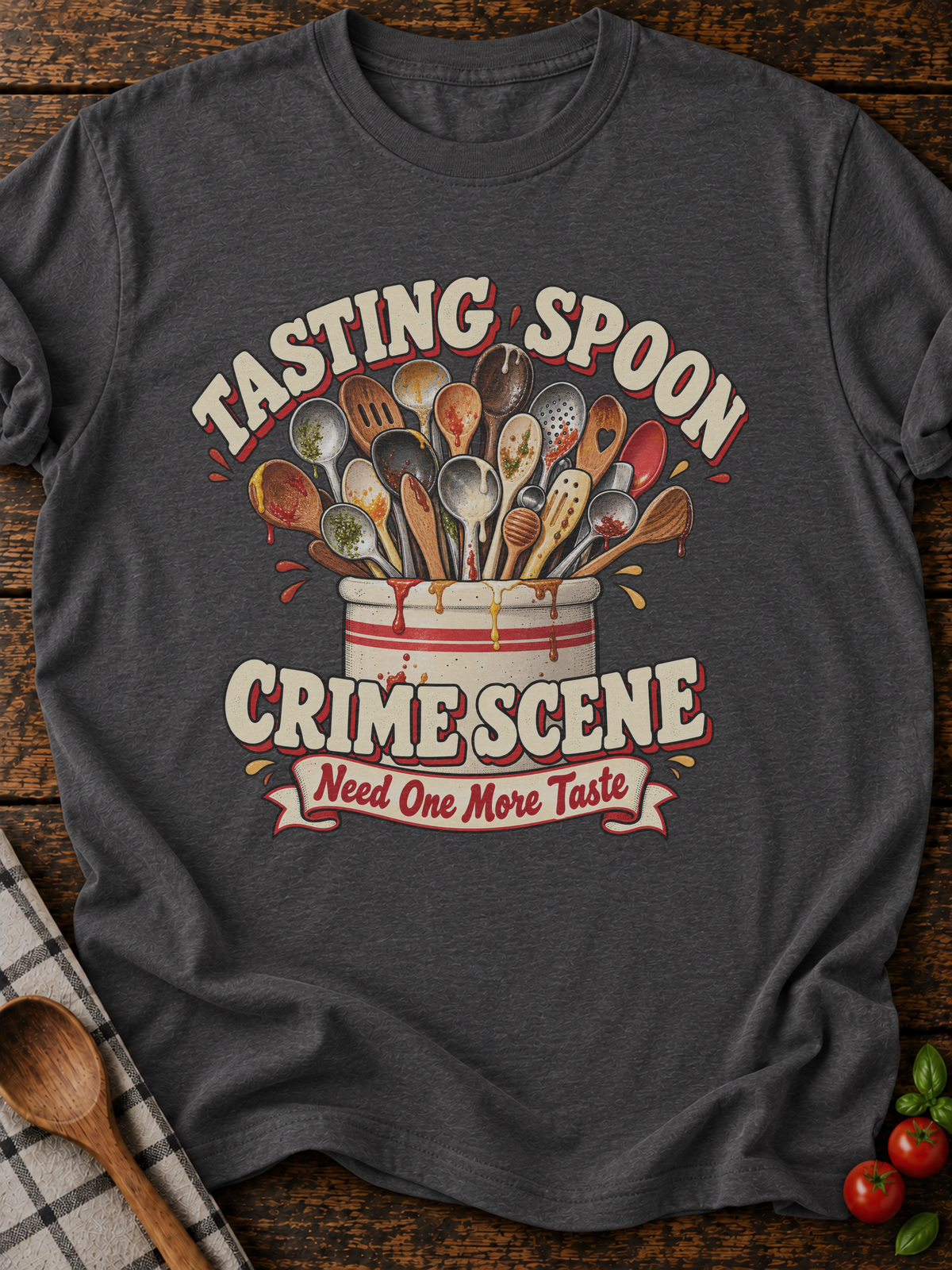 Tasting Spoon Crime Scene T-Shirt - Dark Heather
