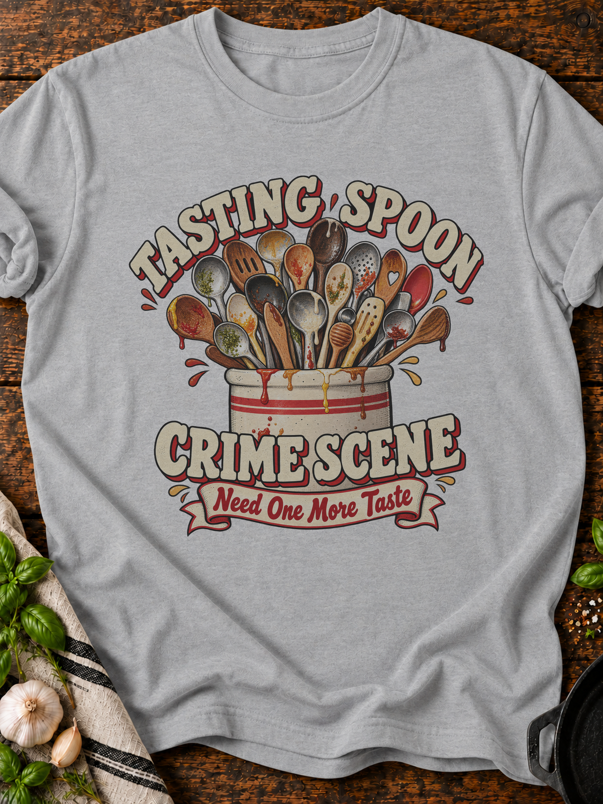 Tasting Spoon Crime Scene T-Shirt - Sport Grey