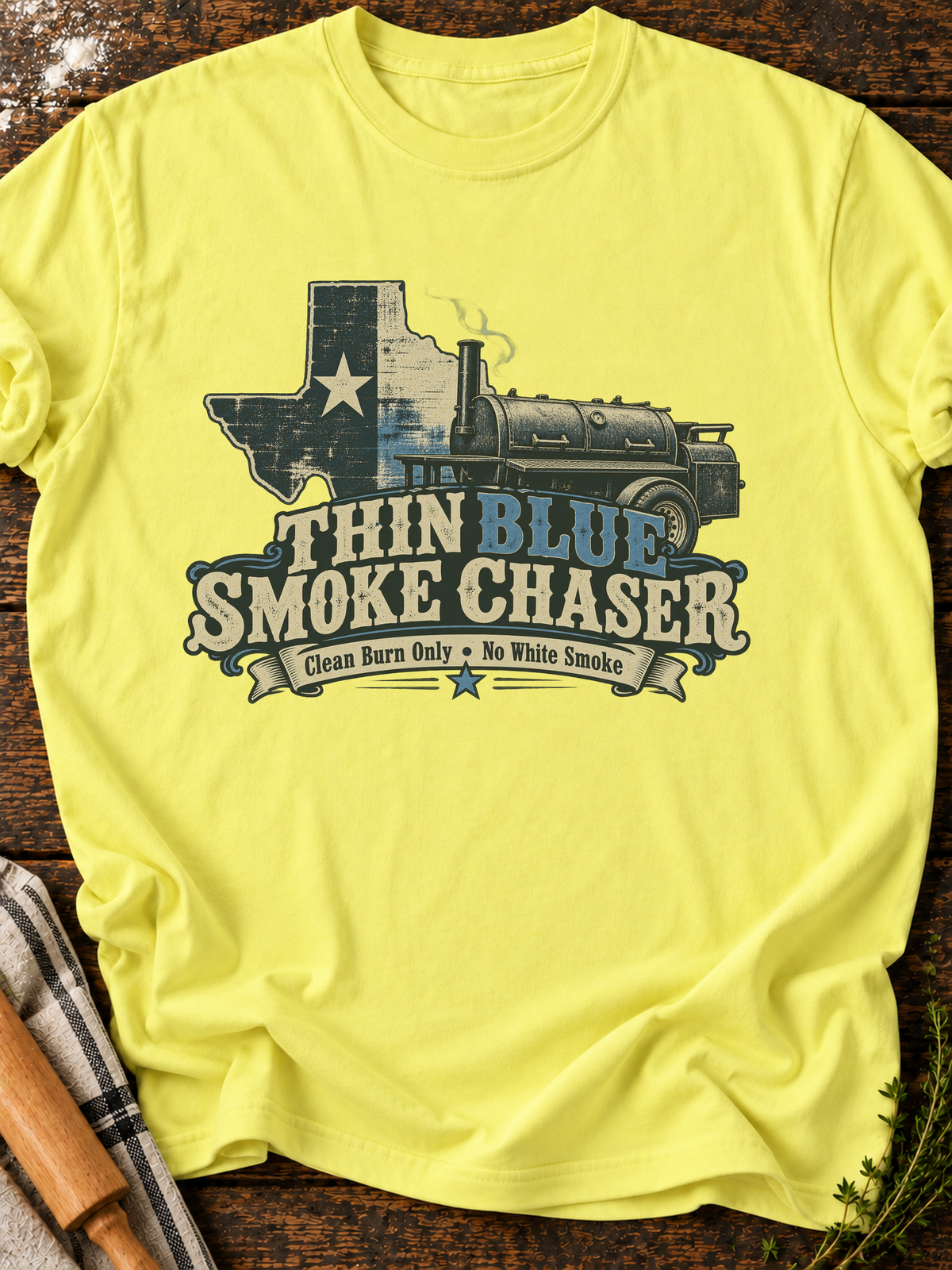 Thin Blue Smoke Chaser T-Shirt - Cornsilk