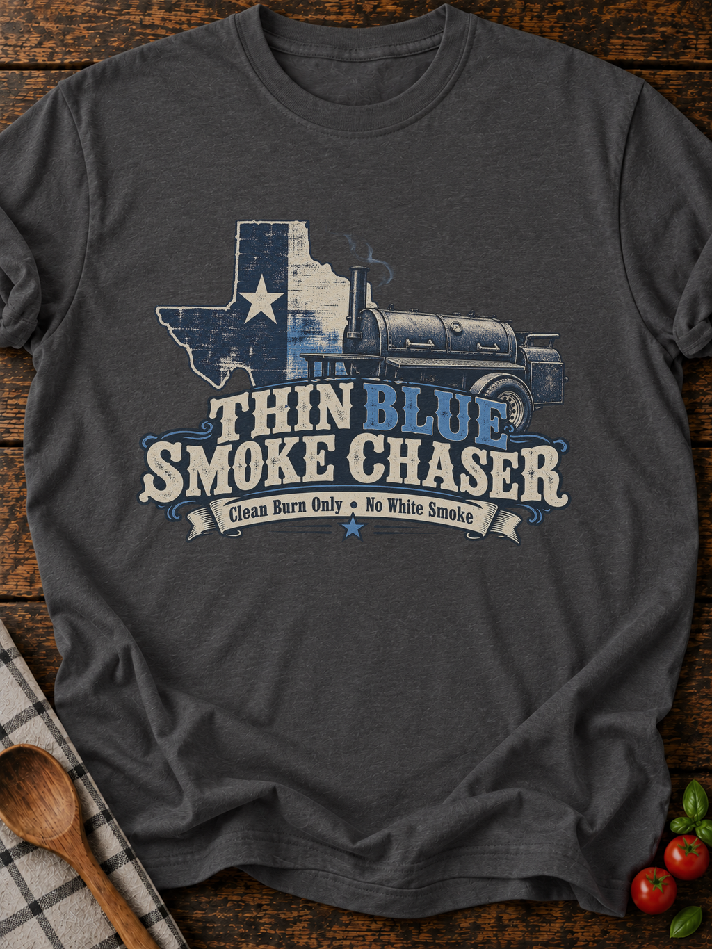 Thin Blue Smoke Chaser T-Shirt - Dark Heather
