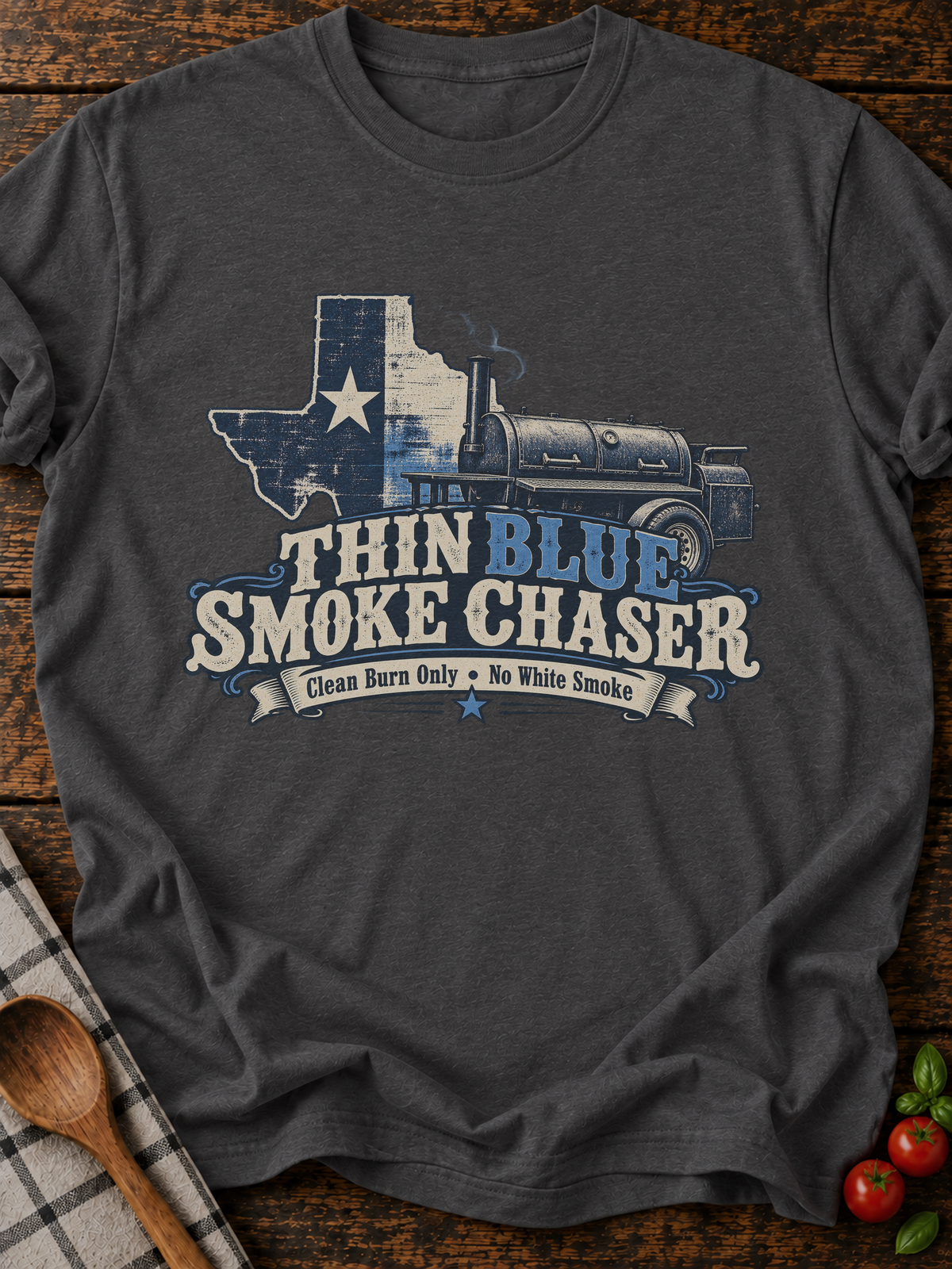 Thin Blue Smoke Chaser T-Shirt - Dark Heather