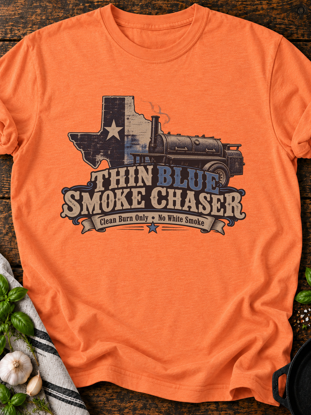 Thin Blue Smoke Chaser T-Shirt - Heather Orange