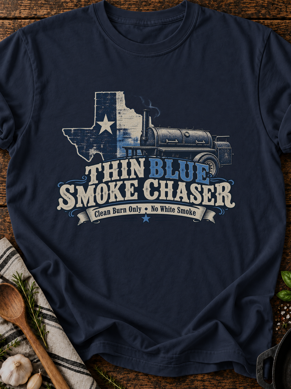 Thin Blue Smoke Chaser T-Shirt - Navy