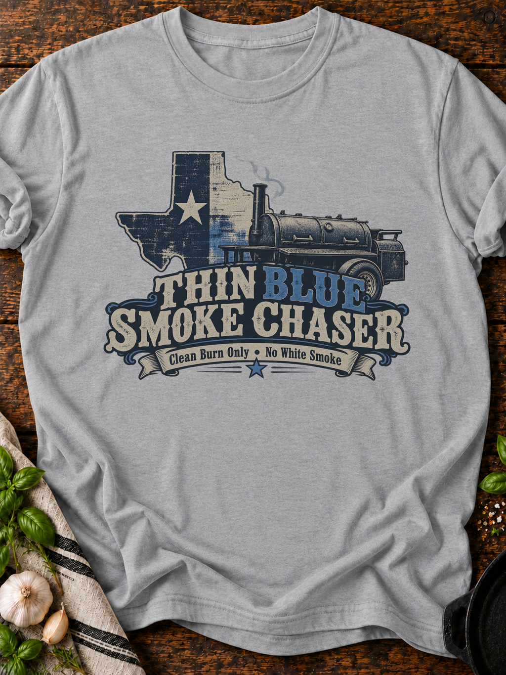 Thin Blue Smoke Chaser T-Shirt - Sport Grey