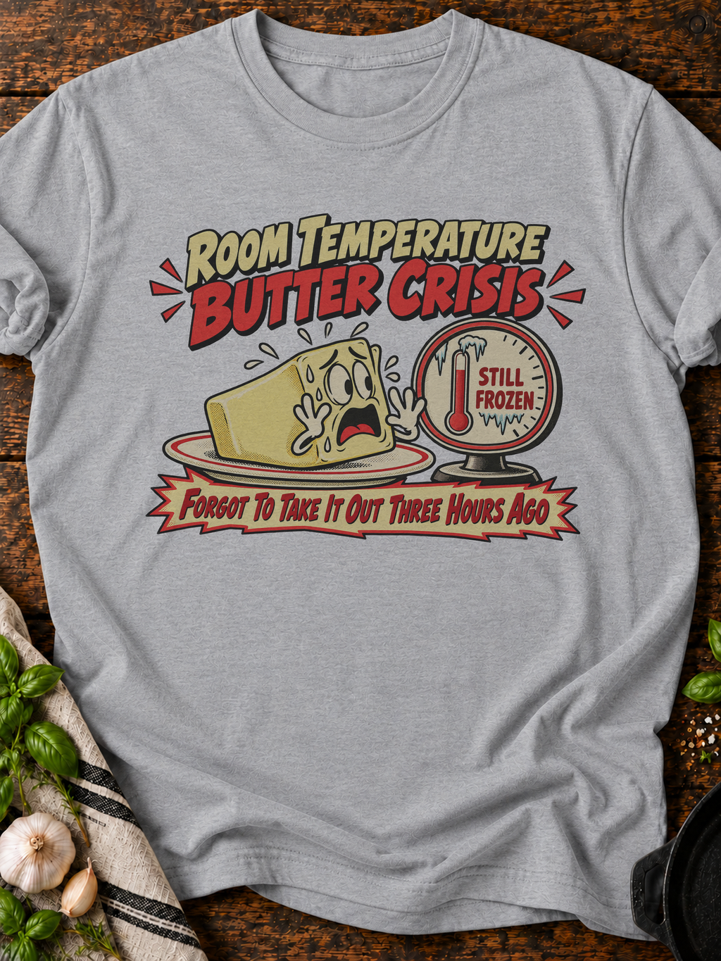 Room Temperature Butter Crisis T-Shirt - Sport Grey