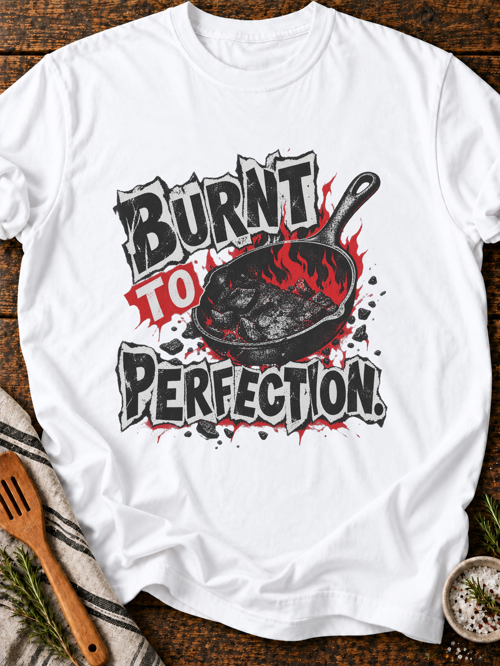 Burnt To Perfection Version A T-Shirt - White