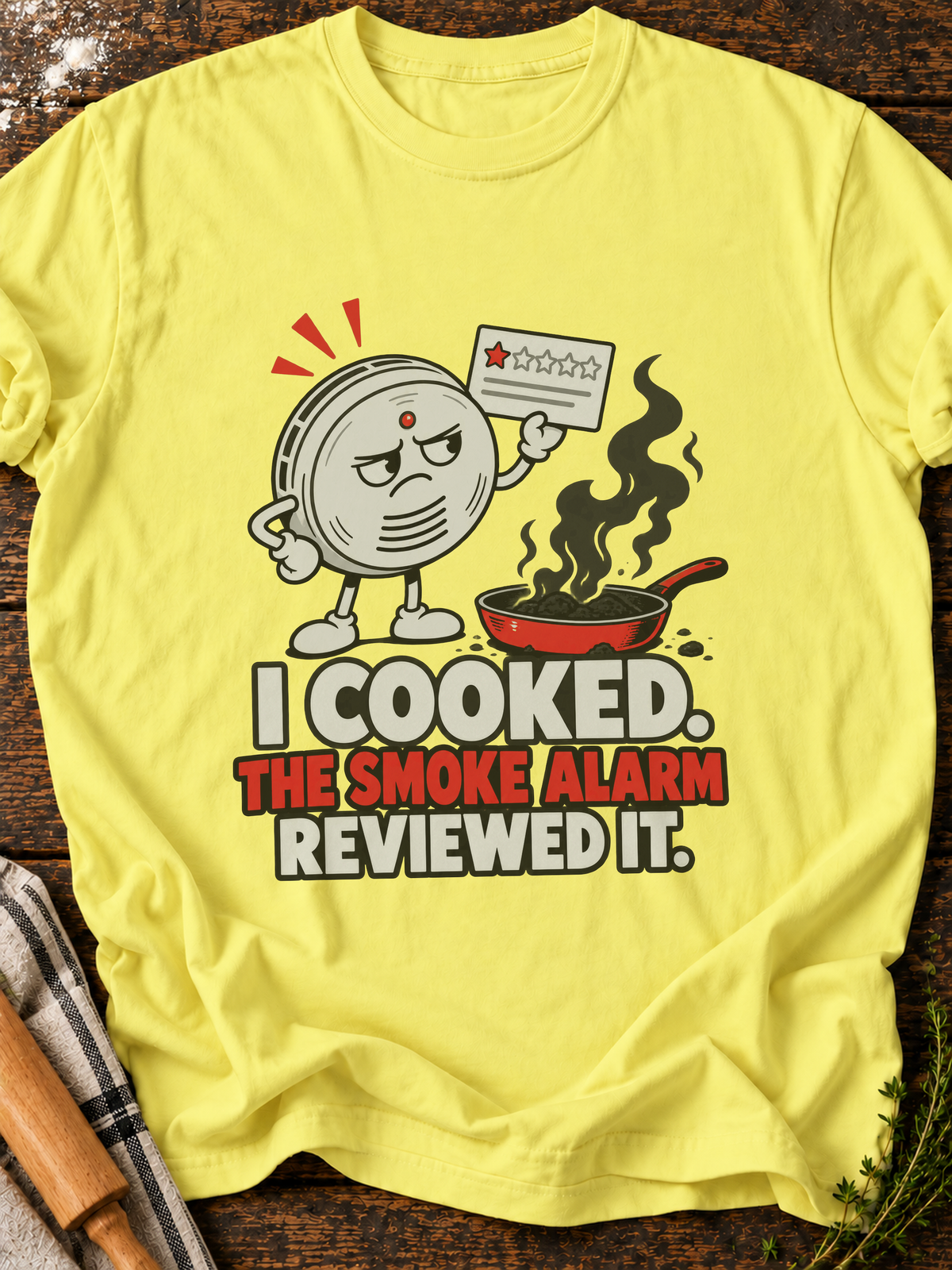 Smoke Alarm Reviewed It Version B T-Shirt - Cornsilk