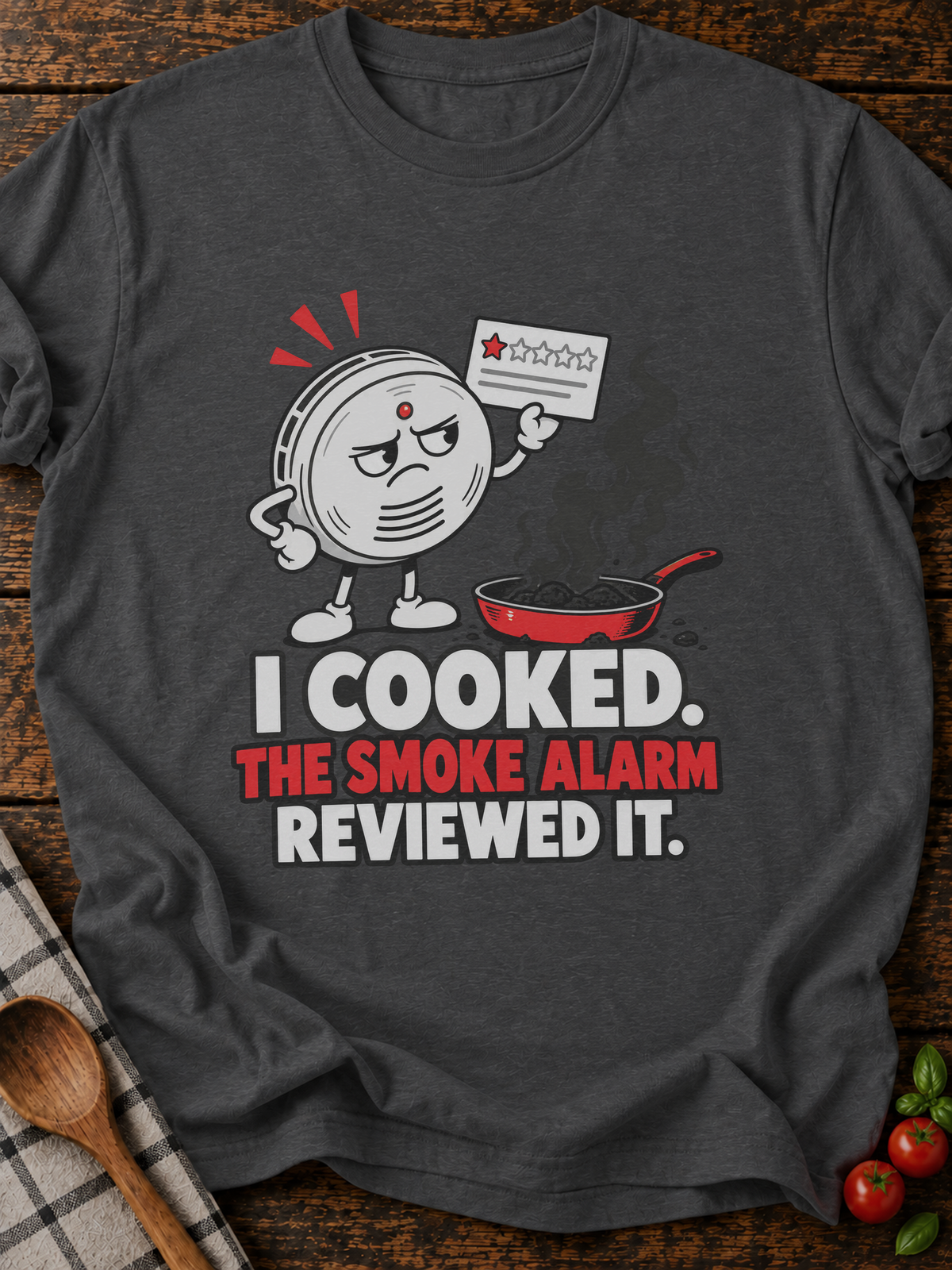 Smoke Alarm Reviewed It Version B T-Shirt - Dark Heather