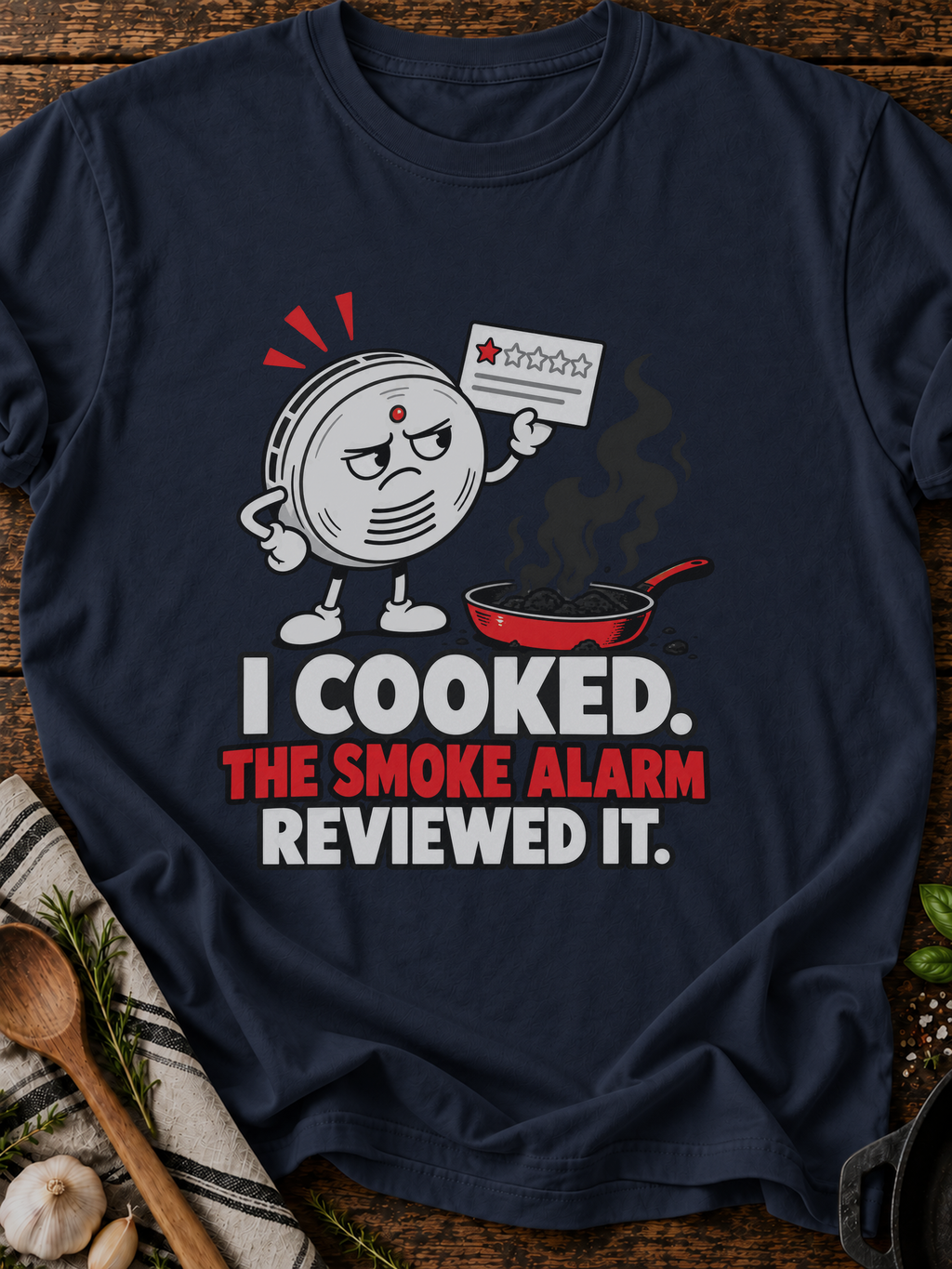 Smoke Alarm Reviewed It Version B T-Shirt - Navy