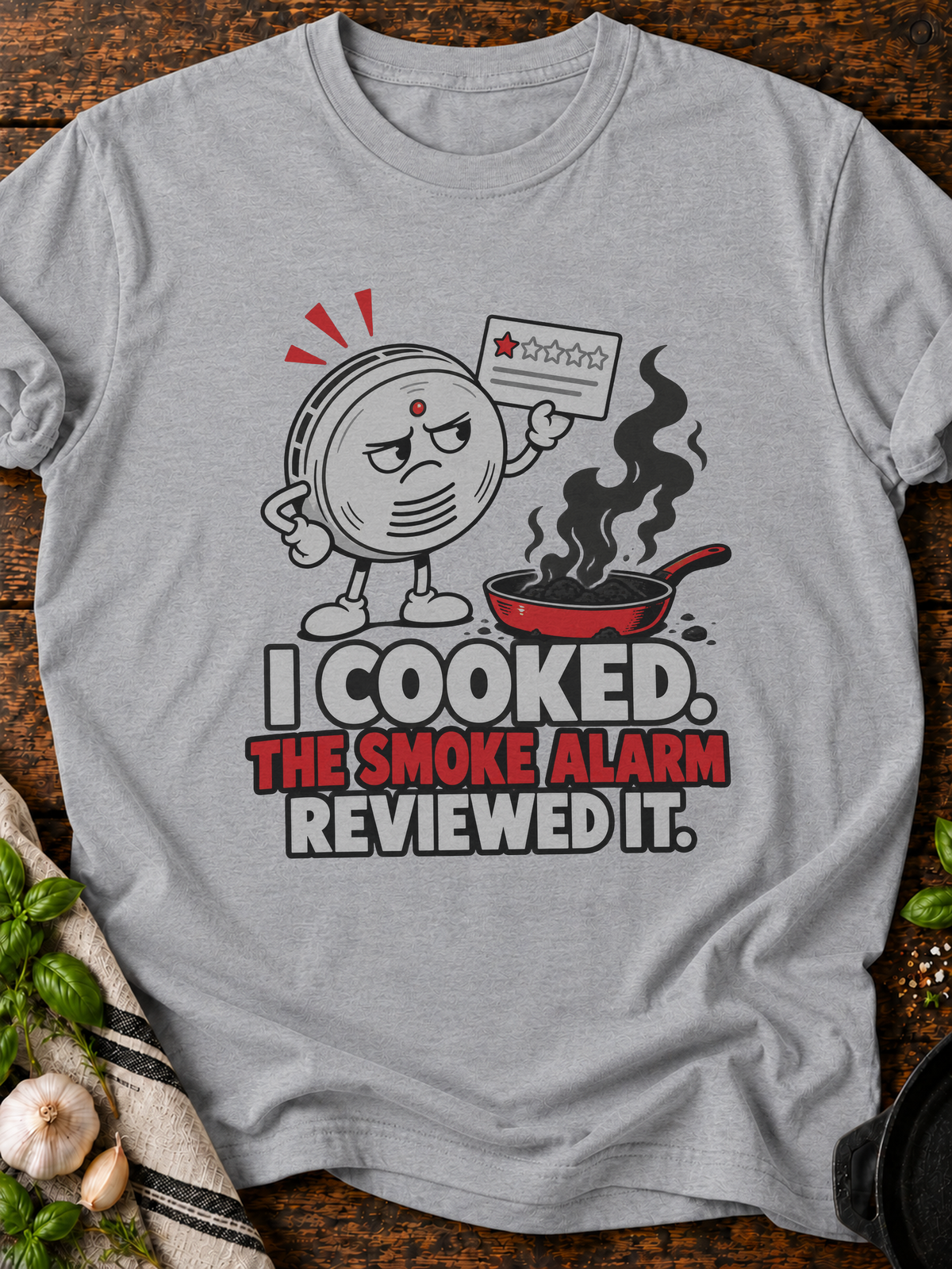 Smoke Alarm Reviewed It Version B T-Shirt - Sport Grey