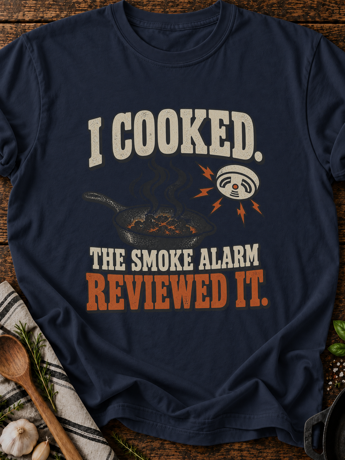 Smoke Alarm Reviewed It Version A T-Shirt - Navy