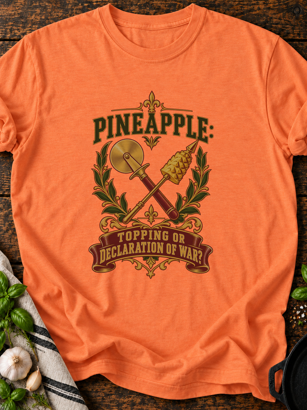 Pineapple Declaration Of War Version B T-Shirt - Heather Orange