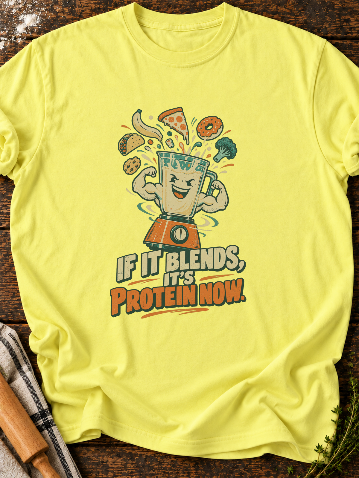 If It Blends Protein Version A T-Shirt - Cornsilk