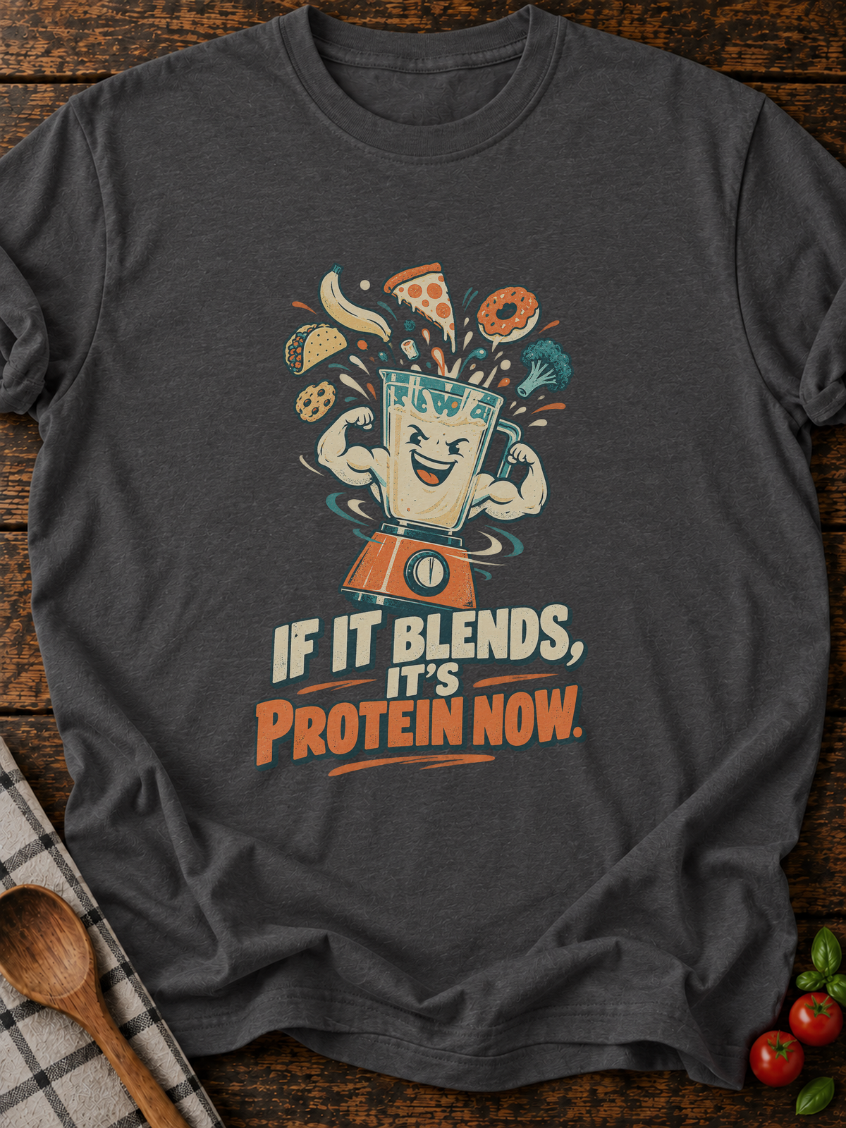 If It Blends Protein Version A T-Shirt - Dark Heather