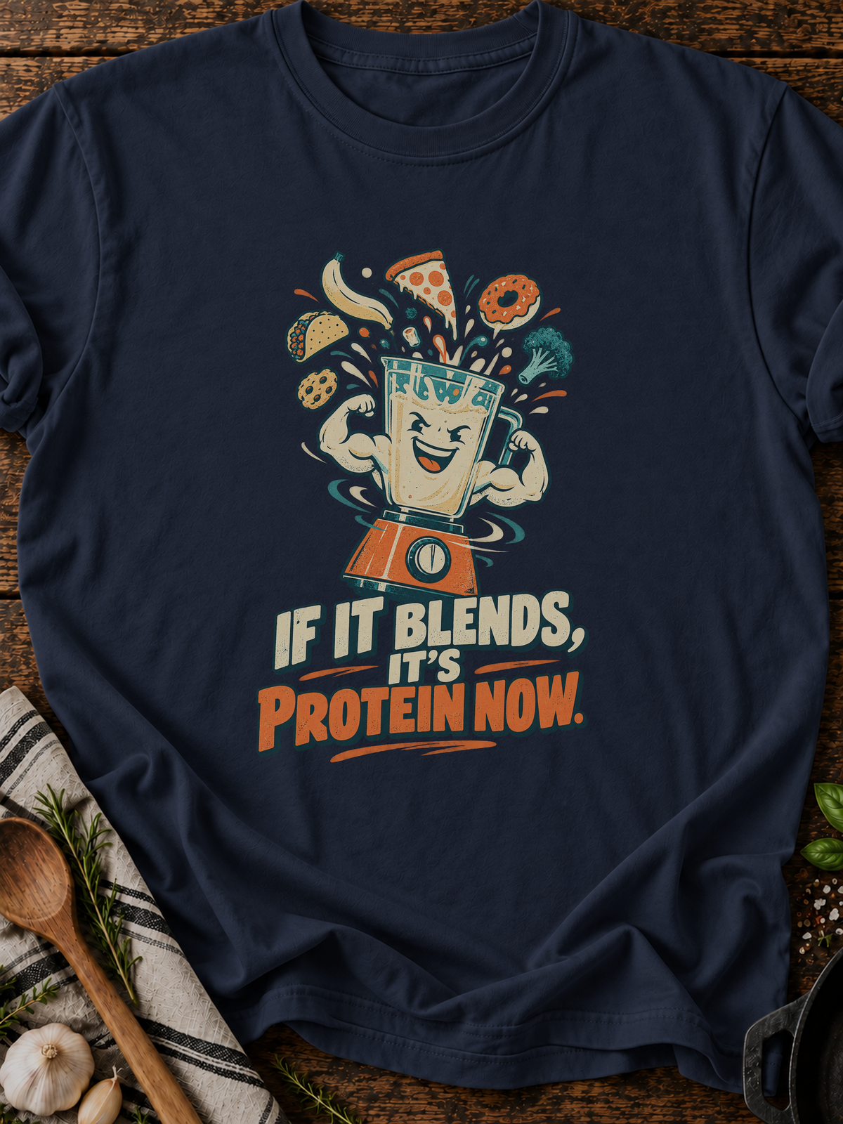 If It Blends Protein Version A T-Shirt - Navy
