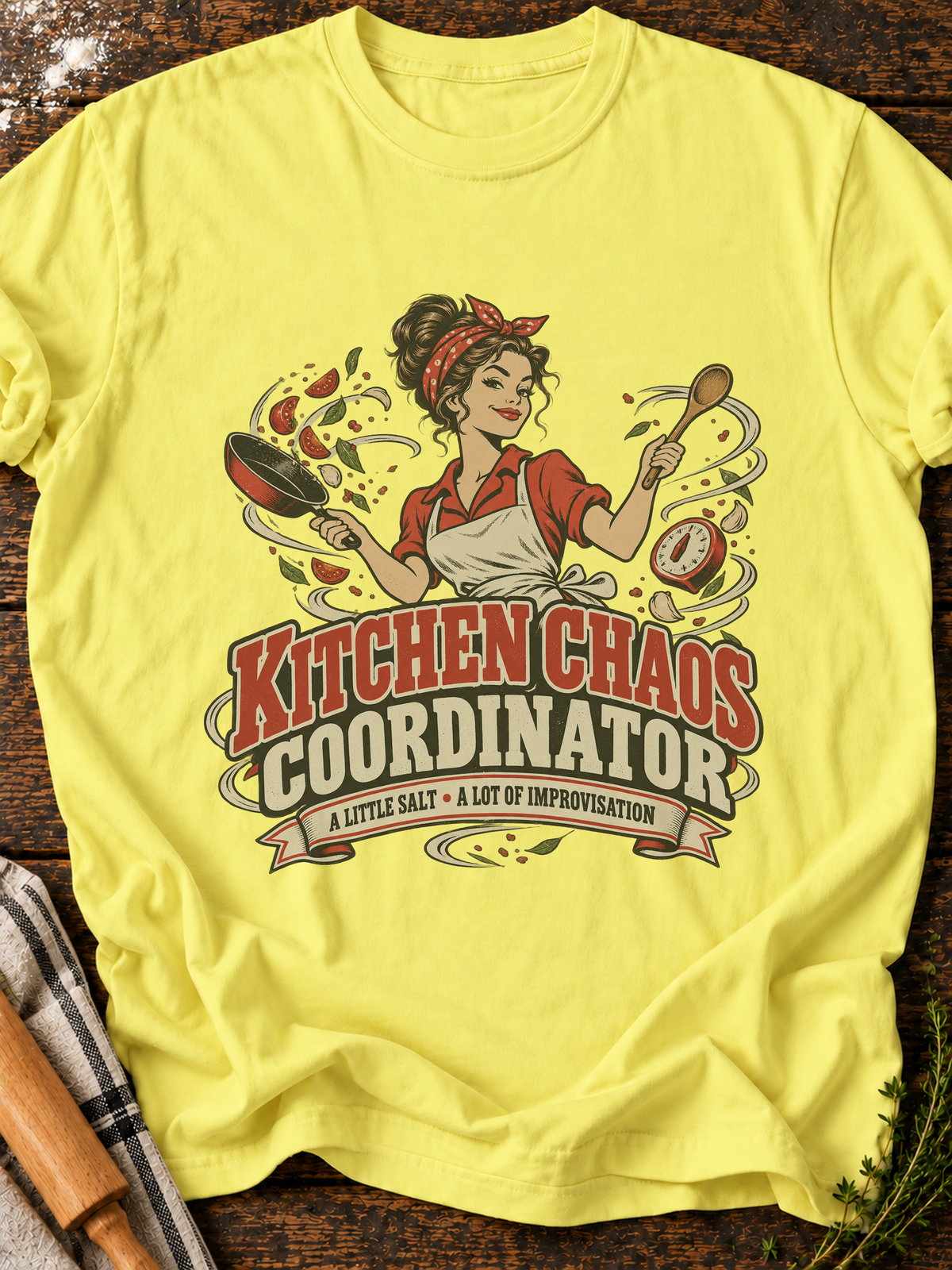 Kitchen Chaos Coordinator T-Shirt - Cornsilk