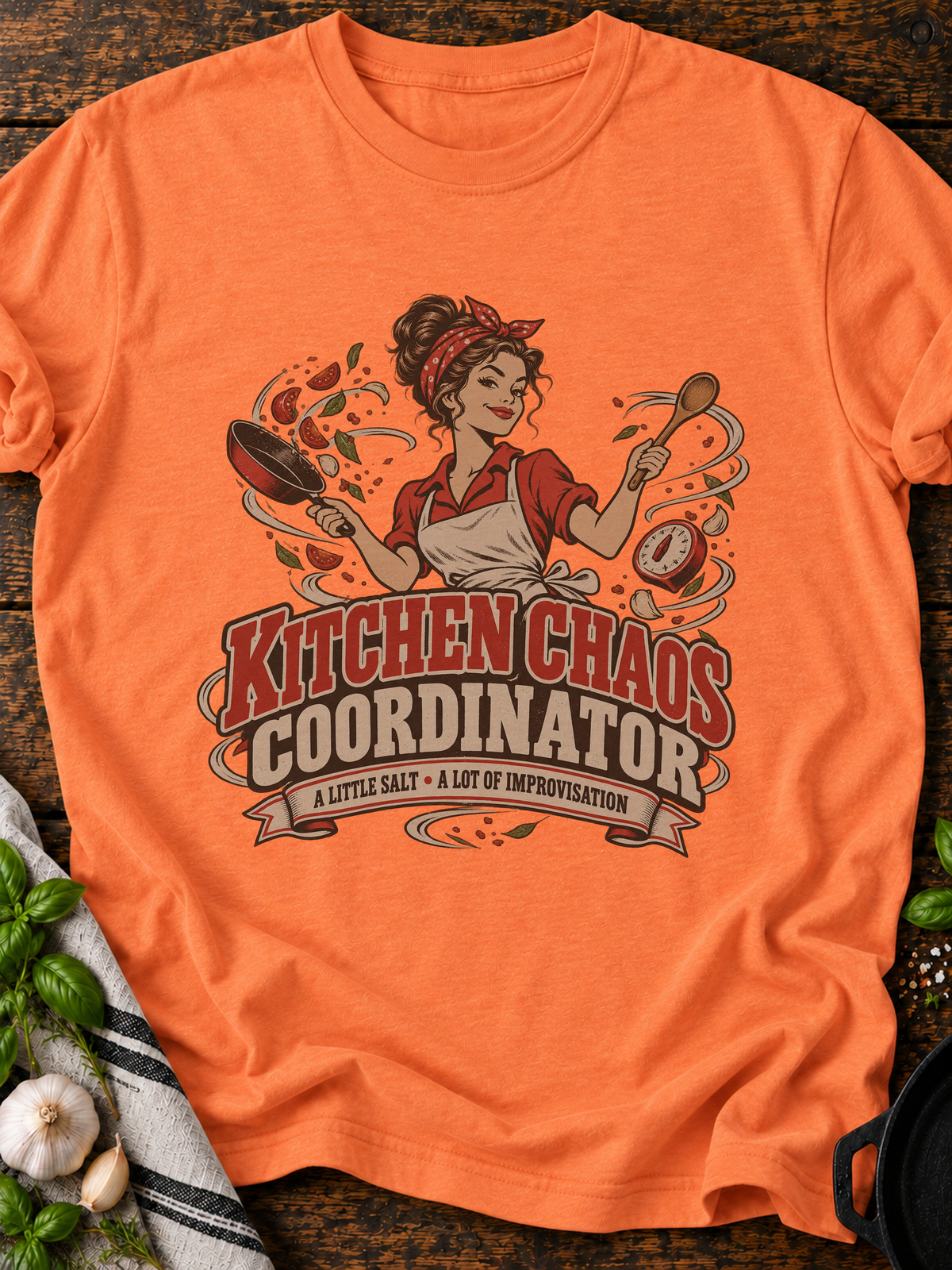 Kitchen Chaos Coordinator T-Shirt - Heather Orange